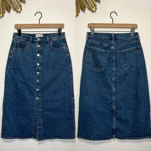 Universal Thread A Line Midi Denim Button Front Skirt